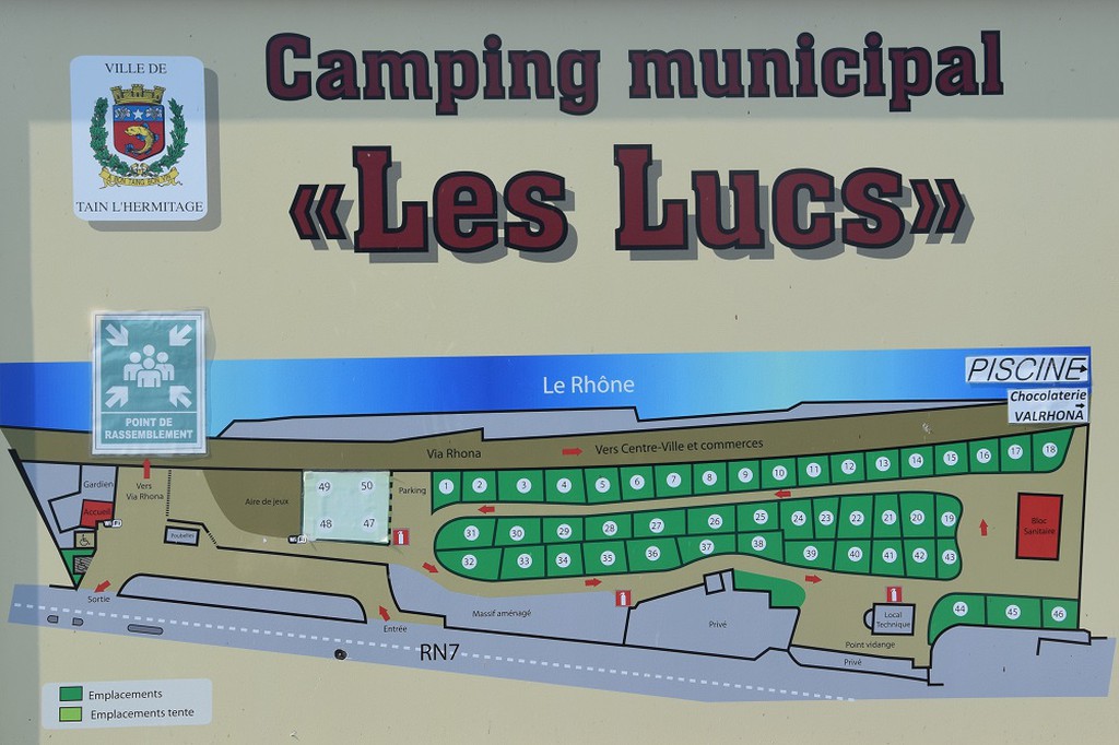 Plan du camping municipal Les Lucs à Tain l'Hermitage