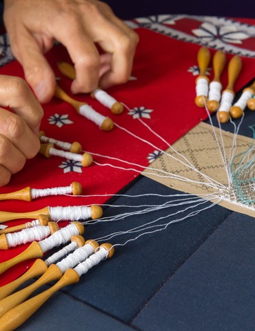 Démonstration de dentelle aux fuseaux