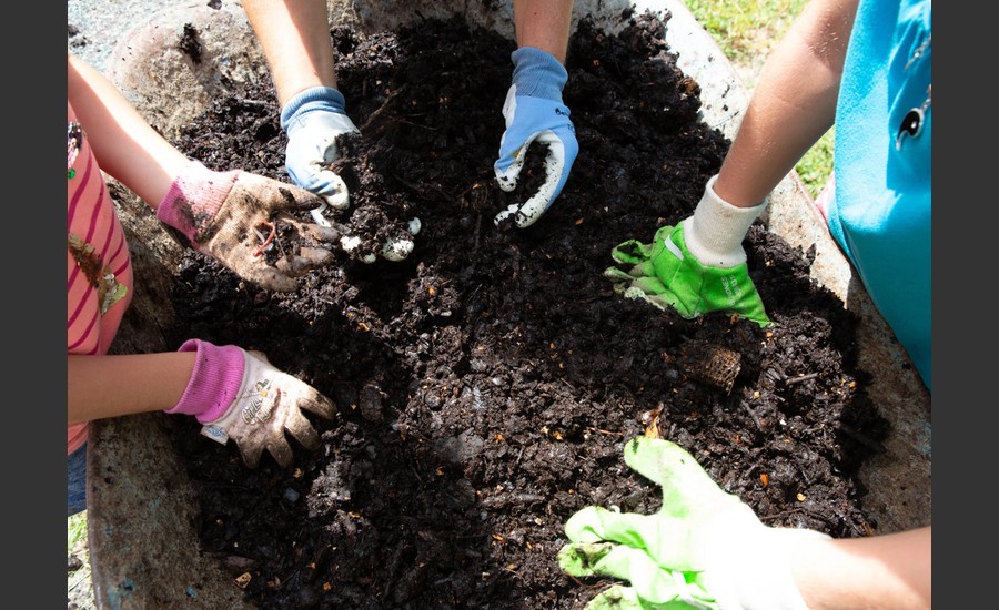 Distribution de compost pour la fête du sol vivant
