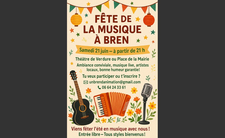 Fête de la musique - Affiche - Ville de Bren_Bren